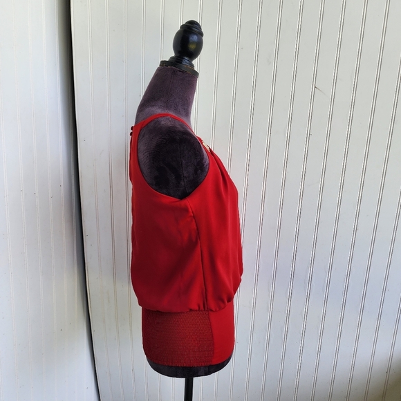 WHITE HOUSE BLACK MARKET WHBM Red Sleeveless Tank TOP Sleveless Blouse XXS - Picture 5 of 13